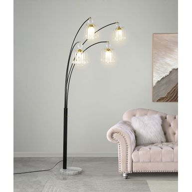 Maisel Floor Lamp with 4 Staggered Shades Black