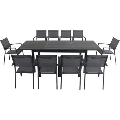 Cameron 11pc: 10 Aluminum Sling Chairs, 63-94" Aluminum Extension Table