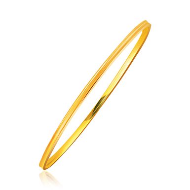 14k Yellow Gold Concave Motif Thin Stackable Bangle (8 Inch)