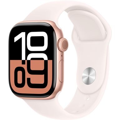 Apple Watch Series 10 (GPS) 42mm Aluminum Case with Light Blush Sport Band - S/M - Rose Gold - (2024)