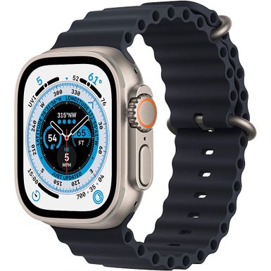 Apple - Geek Squad Certified Refurbished Watch Ultra (GPS + Cellular) 49mm Titanium Case with Midnight Ocean Band - Silver - (2022)