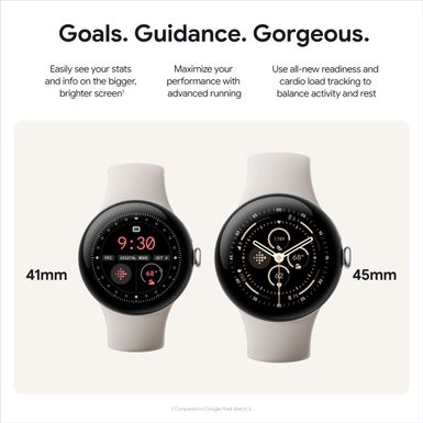 Google - Pixel Watch 3 (41mm) Smartwatch with Rose Quartz Band - LTE - Polished Silver