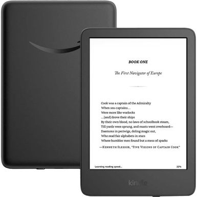 Amazon - Kindle (16 GB) - Lightest and most compact Kindle with adjustable front light and long battery life - 2024 - Black