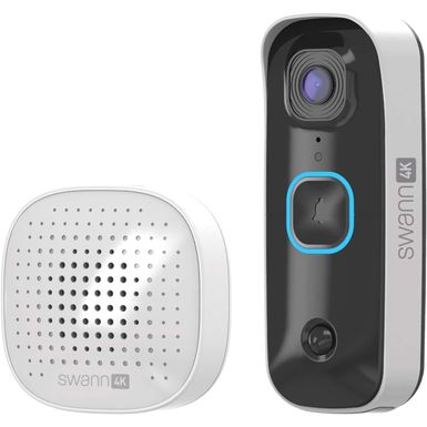 Swann - Buddy 4K UHD Wireless Video Doorbell & Chime, No Monthly Fee, Ultra-Wide 165° View, 2-Way Audio, Night Vision - White