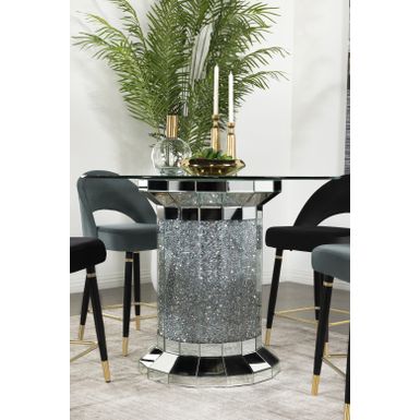 Ellie Pedestal Round Glass Top Counter Height Table Mirror