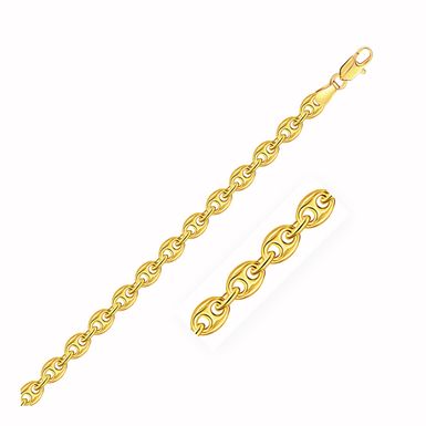 4.7mm 14k Yellow Gold Puffed Mariner Anklet (10 Inch)