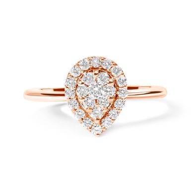 10K Rose Gold 3/8 Cttw Round-Cut Diamond Pear Promise Ring (I-J Color, I2-I3 Clarity) - Size 8