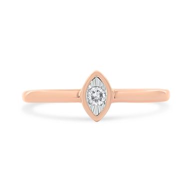 14K Rose Gold Plated .925 Sterling Silver Miracle Set Diamond Accent Pear Shape Promise Ring (J-K Color, I1-I2 Clarity) - Size 8