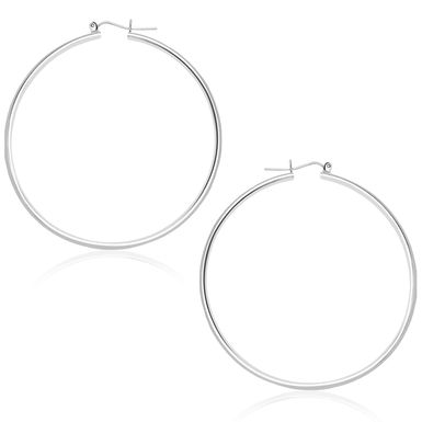 14k White Gold Polished Hoop Earrings (45 mm)