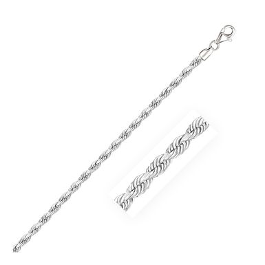 3.0mm 14k White Gold Solid Diamond Cut Rope Bracelet (8 Inch)