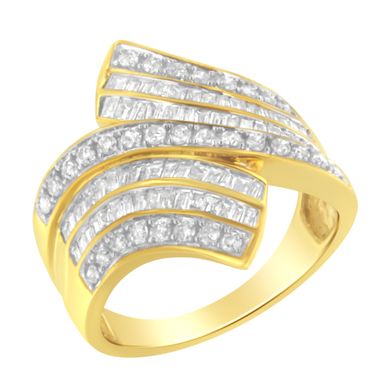 10K Yellow Gold Diamond Bypass Ring (1 1/7 Cttw, I-J Color, I1-I2 Clarity) - Size 8