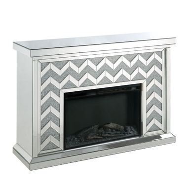 ACME Noralie Fireplace, Mirrored & Faux Diamonds