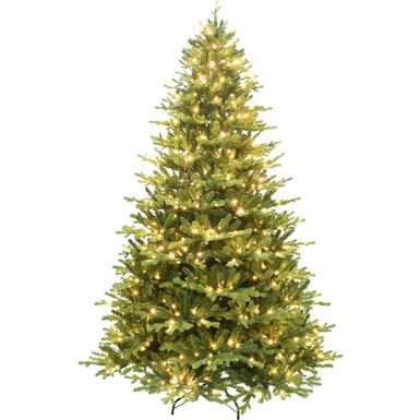 Fraser Hill Farm 9.0' Oregon Pine Tree, 8 Function Warm White LED Lights, EZ Connect, Timer, Remote