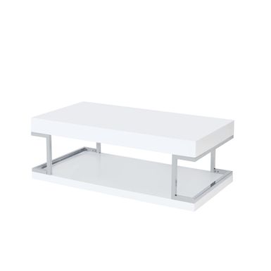 ACME Aspers Coffee Table, White High Gloss & Chrome