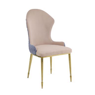 ACME Caolan Side Chair (Set-2), Tan, Lavender Fabric & Gold