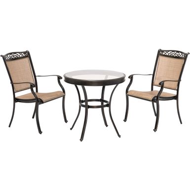 Fontana 3pc: 2 Sling Dining Chairs, 30" Glass Top Table