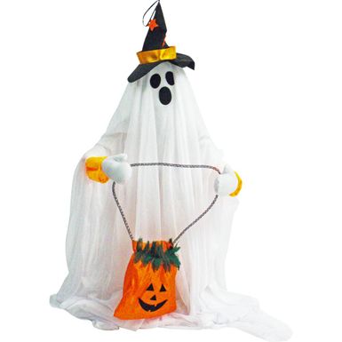 27-in. Animatronic Ghost with Lights and Music, Indoor or Covered Outdoor Halloween Decoration