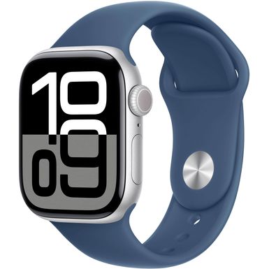 Apple Watch Series 10 (GPS) 42mm Aluminum Case with Denim Sport Band - M/L - Silver - (2024)