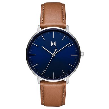 MVMT  - Mens Legacy Slim Brown Leather Strap Watch Manta Blue Dial