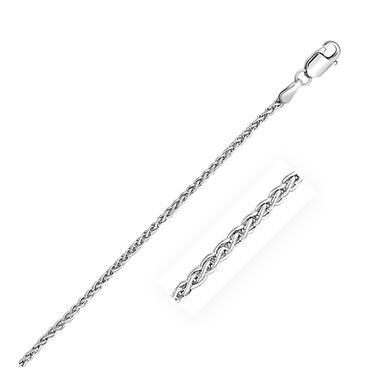 2.1mm 14k White Gold Round Wheat Chain (16 Inch)