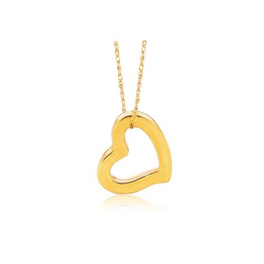 14k Yellow Gold Heart Pendant (18 Inch)