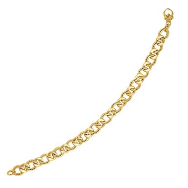 14k Yellow Gold Curb Chain Design with Diamond Cuts Bracelet (7.25 Inch)