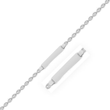 14k White Gold Figaro Chain Fancy Children's ID Bracelet (6 Inch)