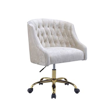 ACME Levian Office Chair, Vintage Cream Velvet & Gold