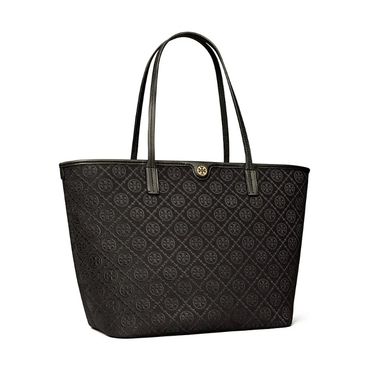 Tory Burch T Monogram Zip Tote-Black