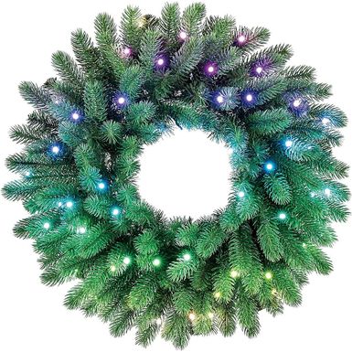 Twinkly Smart Light Regal Pre-Lit Wreath 24 Inch 50 RGB LED - Green