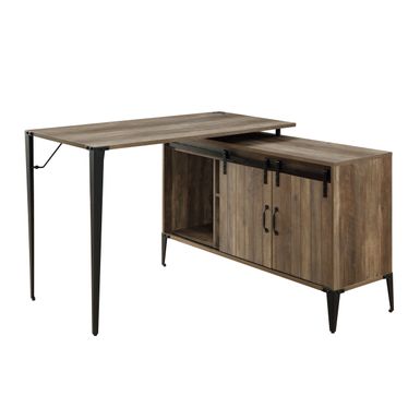 ACME Zakwani Writing Desk, Rustic Oak & Black Finish