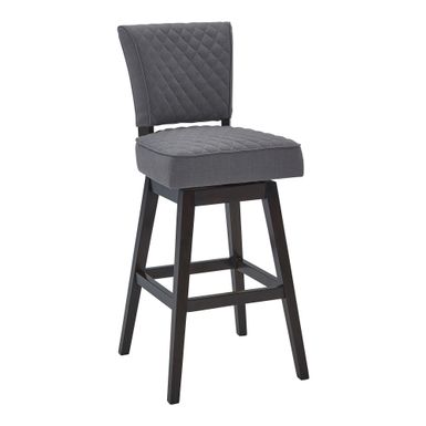 Gia 26" Counter Height Swivel Gray Fabric and Espresso Wood Bar Stool