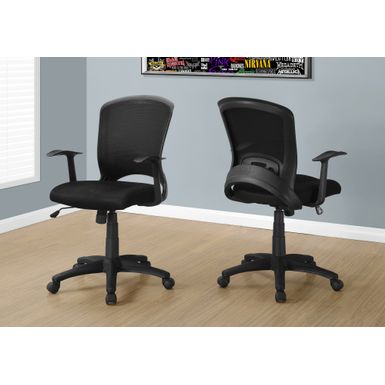 Office Chair/ Adjustable Height/ Swivel/ Ergonomic/ Armrests/ Computer Desk/ Work/ Metal/ Mesh/ Black/ Contemporary/ Modern