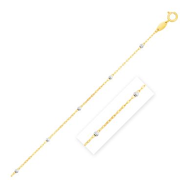 Diamond Cut Bead Links Pendant Chain in 14k Two Tone Gold (3.5mm) (18 Inch)