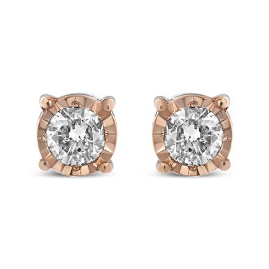 10K Two-Tone Yellow & White Gold over .925 Sterling Silver 0.40 Cttw Round Diamond Miracle-Set Stud Earrings (K-L Color, I2-I3 Clarity)