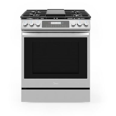 Midea - 30-In Slide-In Gas Range with Wi-Fi Connectivity and True Convection in Stainless Steel