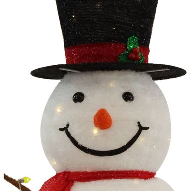 Fraser Hill Farm 4-Ft. Prelit Collapsible Tinsel Snowman Outdoor Decoration