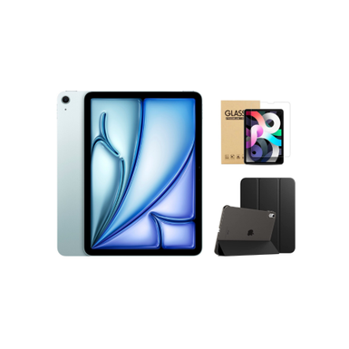 Apple - 11-inch iPad Air (Latest Model) M2 chip Wi-Fi 256GB - Blue With Black Case Bundle