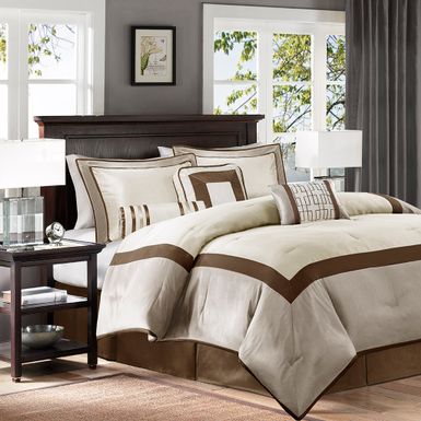 Taupe/Brown Genevieve 7 Piece Comforter Set King