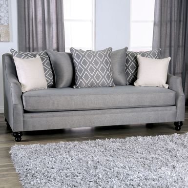 Transitional Fabric Upholstered Sofa in Gray