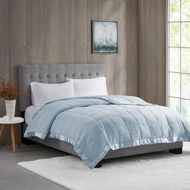 Blue Windom Lightweight Down Alternative Blanket with Satin Trim King