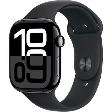 Apple Watch Series 10 (GPS) 46mm Aluminum Case with Black Sport Band - M/L - Jet Black