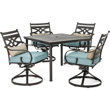 Montclair 5pc: 4 Swivel Rockers, 40" Square Dining Table