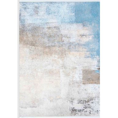 Wolsey Beige And Blue 5X7 Washable Area Rug