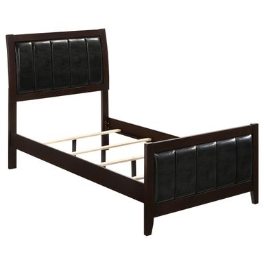 Carlton Twin Upholstered Panel Bed Cappuccino and Black