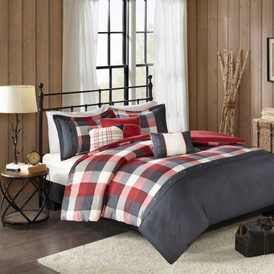 Red Ridge 6 Piece Herringbone Duvet Cover Set King/Cal King