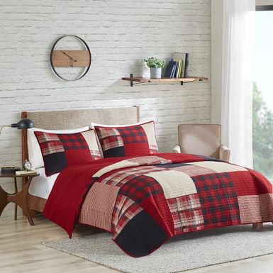 Red Sunset Oversized Cotton Quilt Mini Set Full/Queen