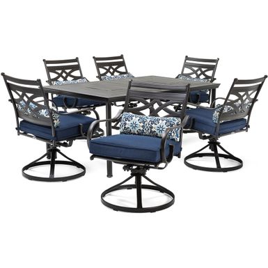 Montclair 7pc: 6 Swivel Rockers, 40x66" Dining Table