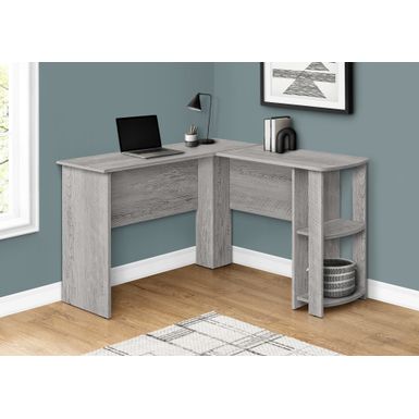 Computer Desk/ Home Office/ Corner/ Storage Shelves/ 48"L/ L Shape/ Work/ Laptop/ Laminate/ Grey/ Contemporary/ Modern