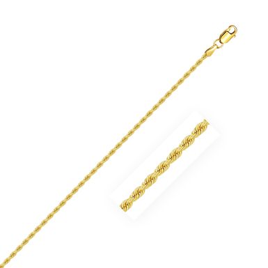 2.0mm 14k Yellow Gold Solid Rope Chain (22 Inch)